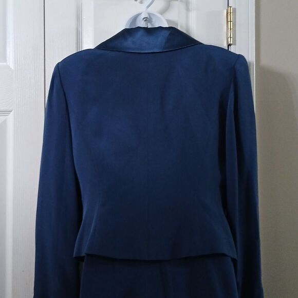 Talbots navy blue pure silk 2 pc formal dress wedding mother of the bride Sz 10P - Picture 9 of 13